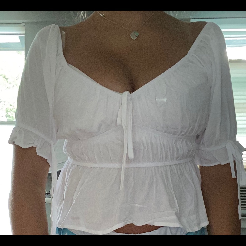 white cropped top